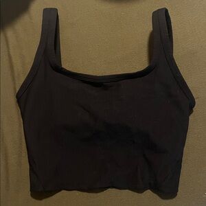 Black Ribbed Workout Athletic Crop Tank